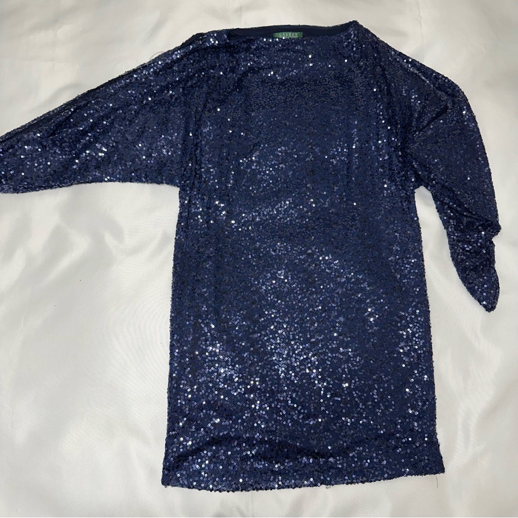 Ralph Lauren Sparkling Navy Blue Sequin Dress Size 4